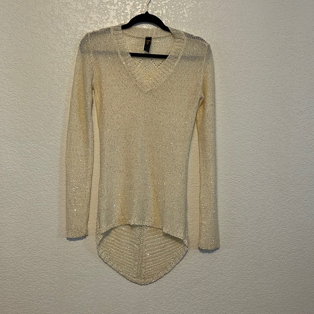 Beautiful Sequin Light Knit/ Crochet Sweater, Size M